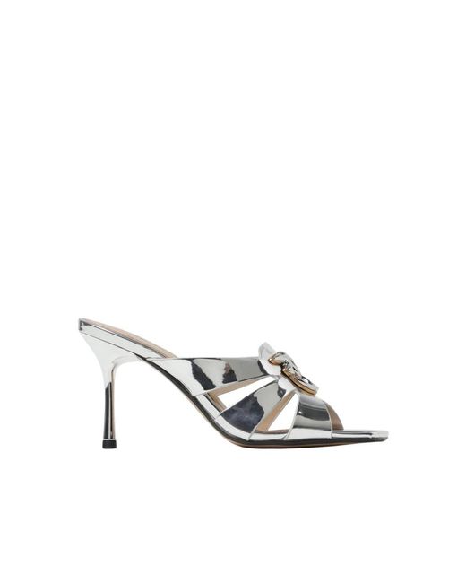 Pinko White Heeled Mules