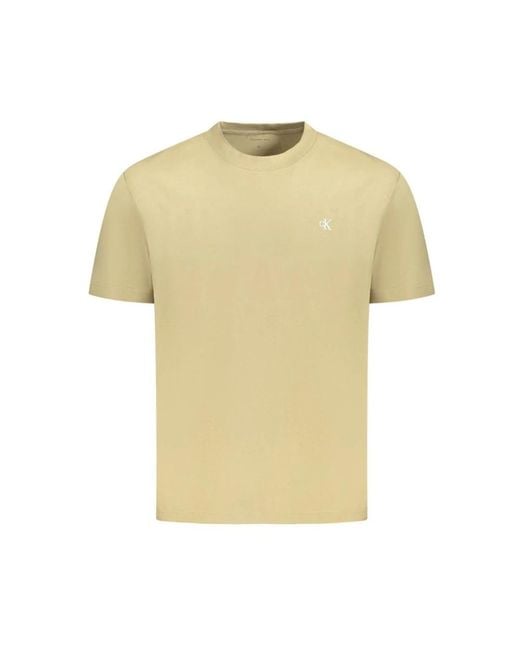 Calvin Klein Grünes Baumwoll-T-Shirt Mit Stickerei in Yellow für Herren