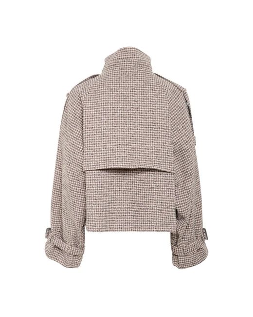Gestuz Jassen ,Veelkleurig ,Korte Jas Rose Dust/ Houndstooth in het Gray