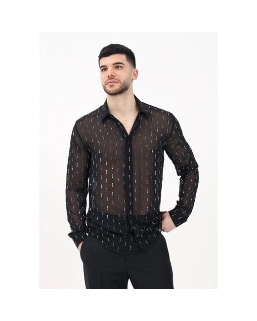 Patrizia Pepe Schwarzes Langarmhemd Kühnes Design in Black für Herren