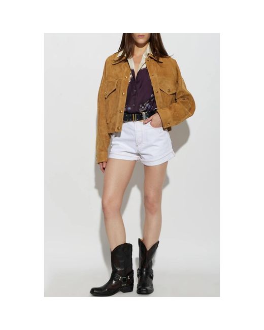 Leather Jackets Versace de color Brown