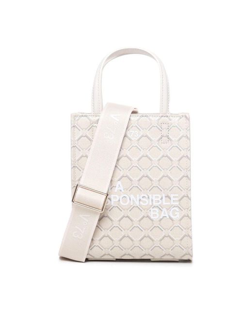 V73 White Schultertasche Mit Geometrischem Druck