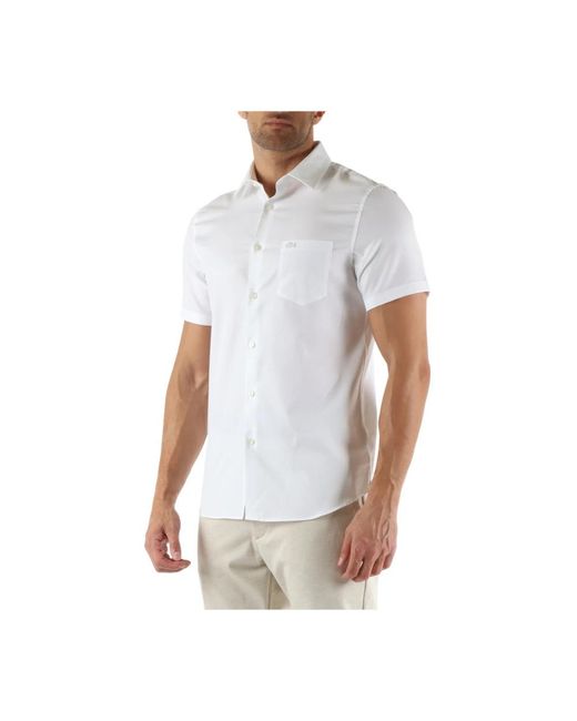 Lacoste Regular fit baumwoll kurzarmhemd in White für Herren