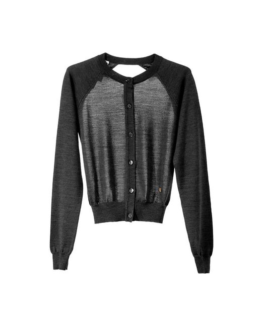 Moschino Truien & Vesten ,Zwart ,Wol Open Rug Vest Zwart Wol in het Black