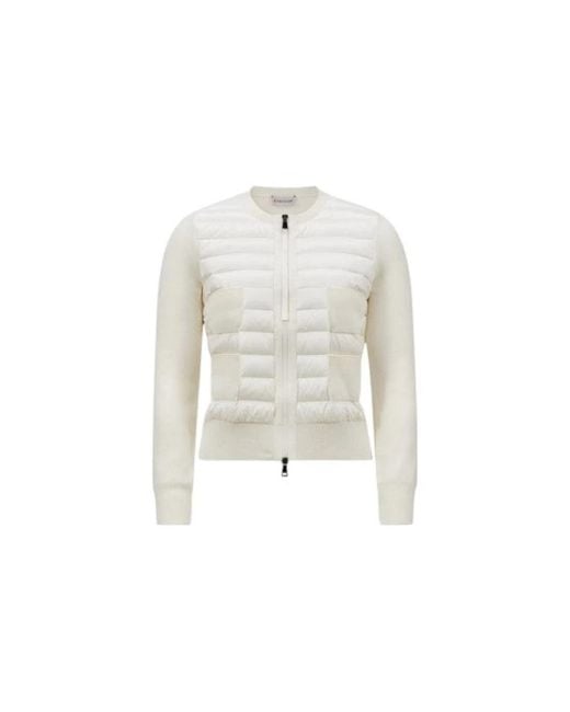 Moncler Wollen Cardigan Met Ritssluiting En Padding in het White