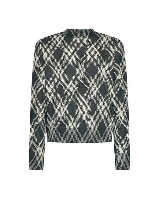 Burberry Grüner karo-strickpullover in Black für Herren