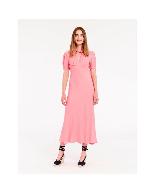 Ines De La Fressange Paris Pink Rosa cerise langes kleid