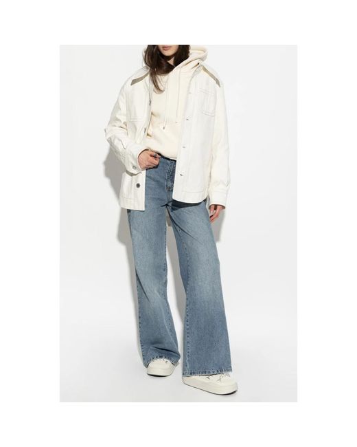 AMI Jassen ,Wit ,Katoen Cotton Worker Jas Met Knopen in het White
