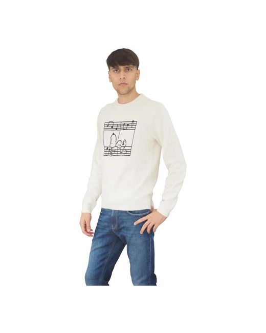 Sun 68 Peanuts Crew Neck Jumper in het White voor heren