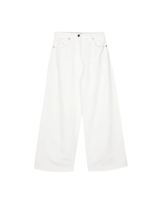 Jeans denim gamba larga bianchi di Semicouture in White