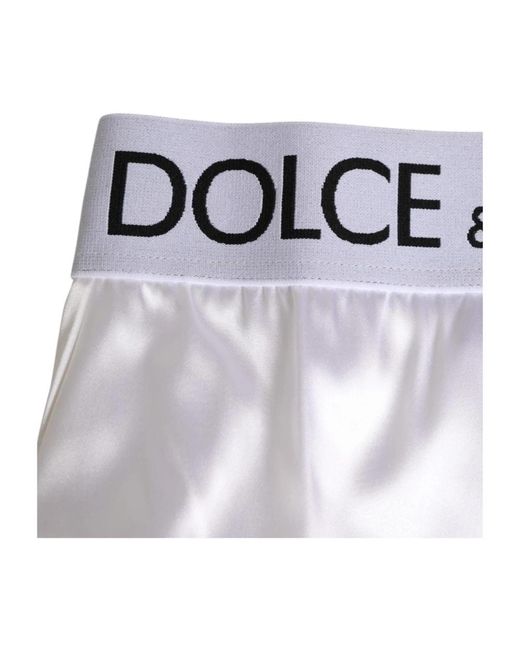 Dolce & Gabbana Ondergoed ,Wit ,Satijn Witte Satijnen High-Waist Brief Logo Ondergoed in het White