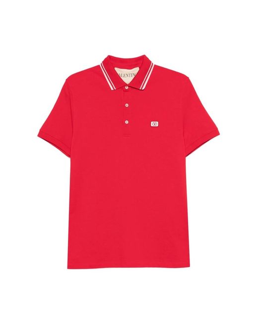 Valentino Rotes Gestreiftes Poloshirt Mit Kragen in Red für Herren