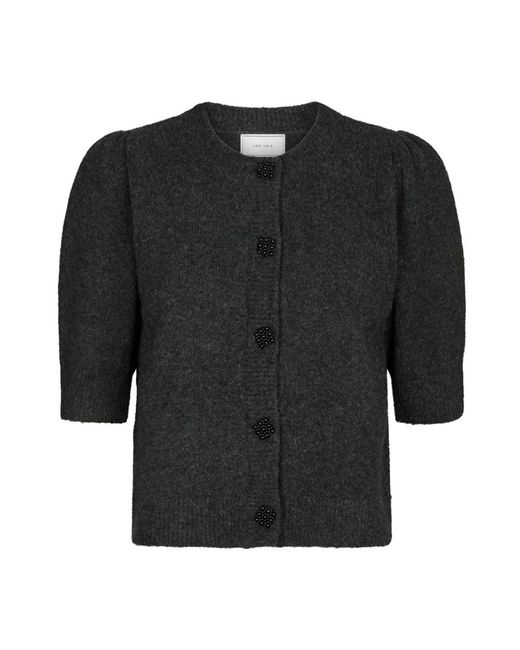 Neo Noir Truien & Vesten ,Grijs ,Wol Trudy Deco Gebreid Vest in het Black