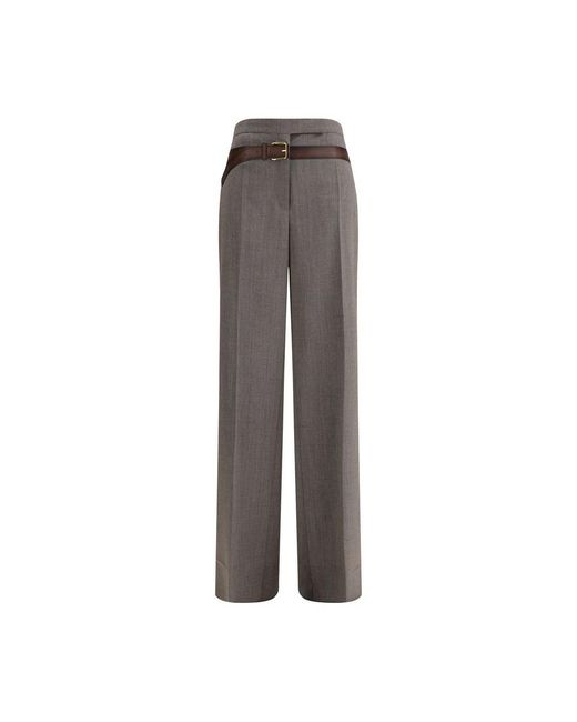 Prada Broeken ,Grijs ,Wol Wollen Straight Broek Met Oogsluiting in het Gray