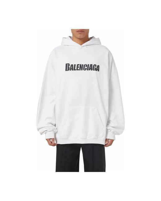 Balenciaga Script Logo Crew Sweat in het White voor heren