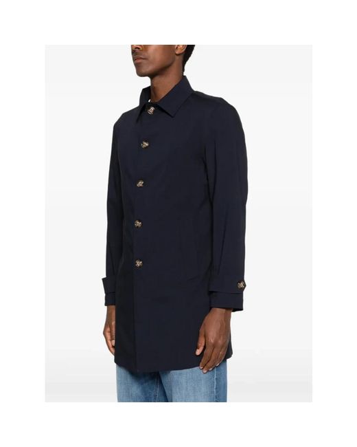 Barba Napoli Blue Single-Breasted Coats for men