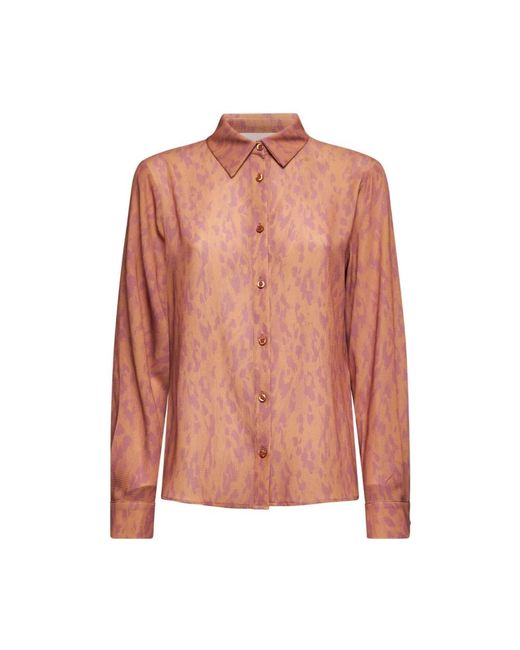 Silvian Heach Overhemden ,Veelkleurig ,Satijn Satijnen Blouse Met Dierenprint in het Pink