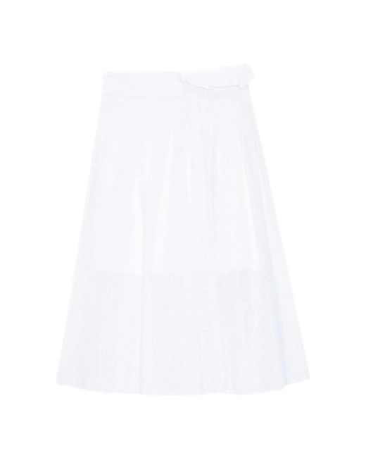 MSGM Rokken ,Wit ,Geplooide Trapeze Midi Rok in het White