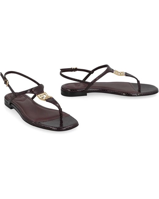 Fendi Schoenen ,Paars ,Leer Python Leren Sandalen Met Enkelband in het Brown