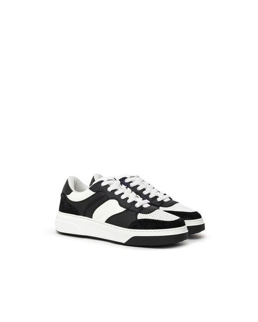 DSquared² Schwarzer & Weißer Ledersneaker in Black für Herren