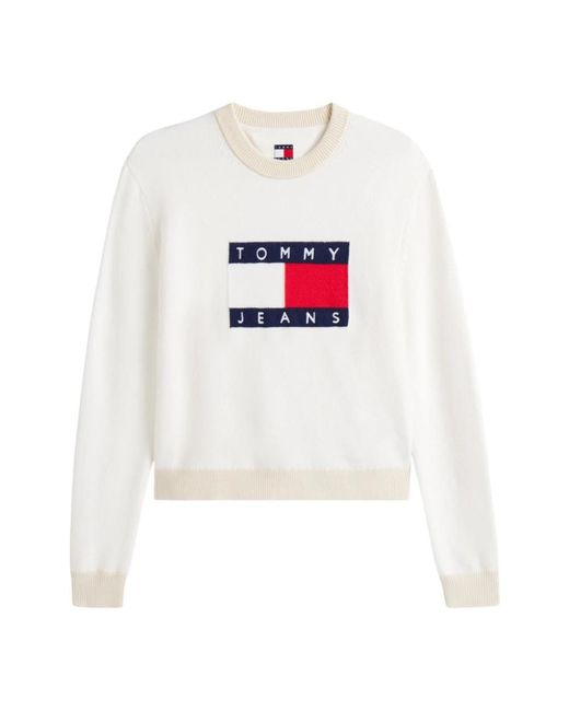 Tommy Hilfiger White Round-Neck Knitwear