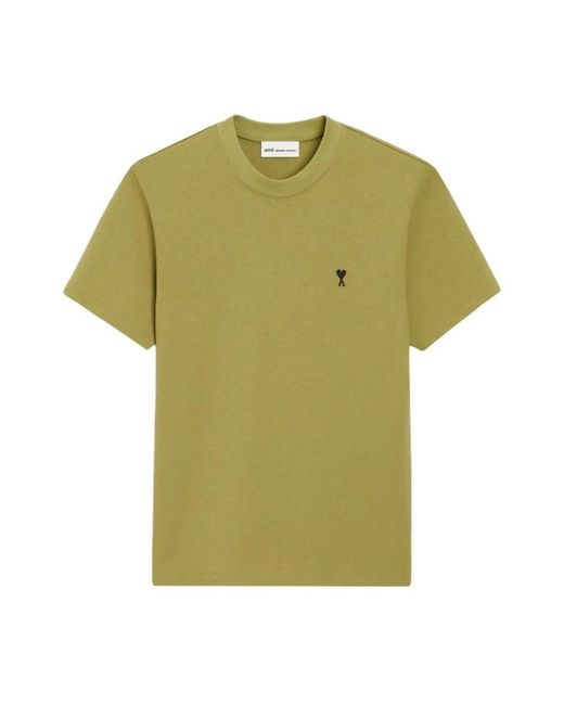 AMI Tops ,Groen ,Katoen De Coeur T-Shirt in het Green voor heren