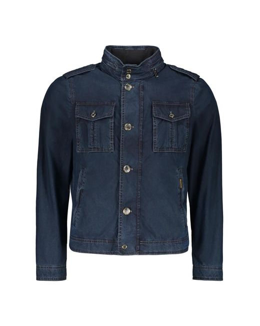Moorer Jassen ,Blauw ,Katoen Ritssluiting Techno Stof Jas in het Blue voor heren
