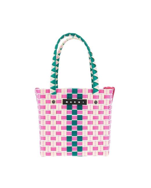 Borsa secchiello intrecciata con manici di Marni in Pink