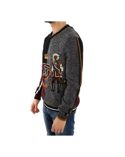 Dolce & Gabbana Sweater Royal Crest Gebreide Trui Voor in het Black voor heren