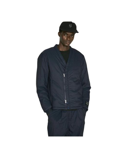 Undercover Jassen ,Blauw ,Polyester Gewatteerde V-Hals Blouson Jas in het Blue voor heren