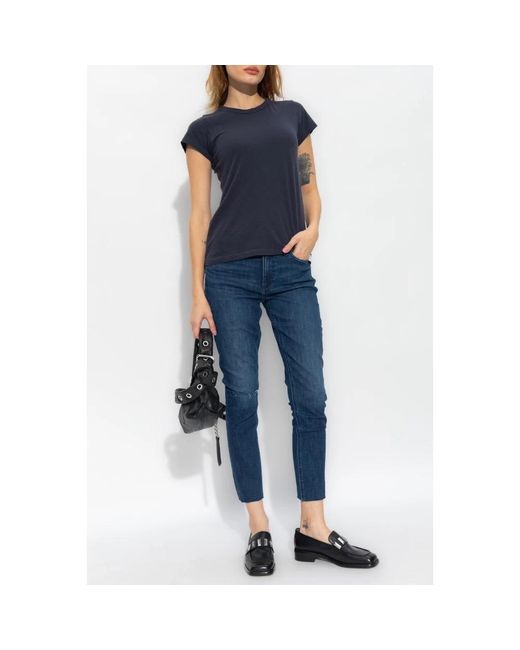 Rag & Bone Tops ,Blauw ,Katoen T-Shirt Van Biologisch Katoen in het Blue