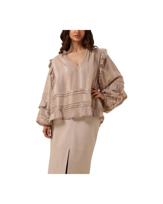 Ibana Overhemden ,Stijlvolle Blouse Met Ruches in het Brown
