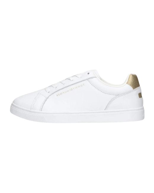 Tommy Hilfiger White Weiße leder essential cupsole sneakers