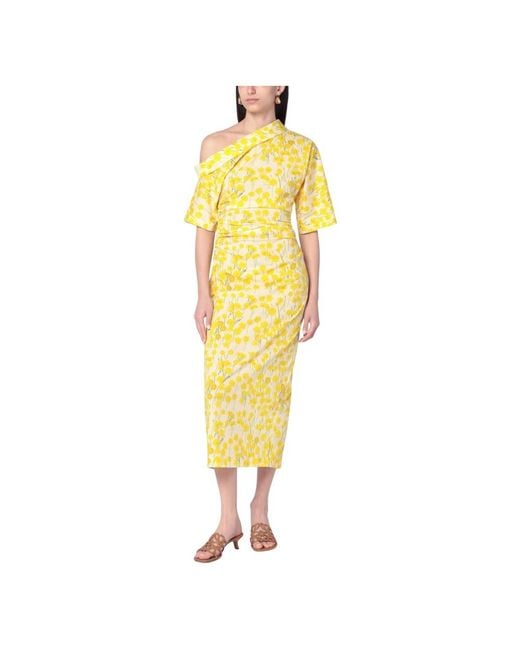 BERNADETTE Yellow Midi Dresses