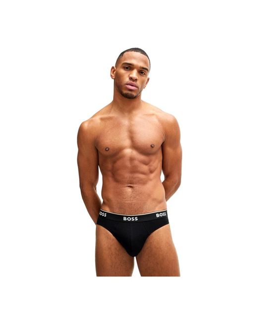 HUGO Ondergoed ,Veelkleurig ,Katoen Katoenen Elastische Taille Logo Briefs Multipack in het Black voor heren