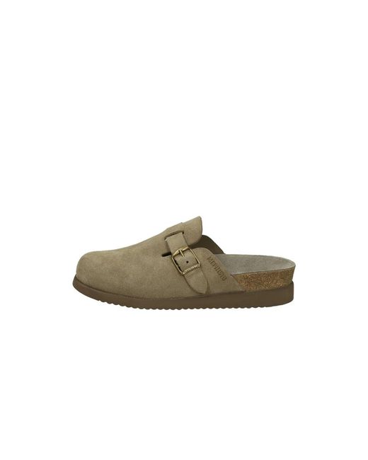 Mephisto Schoenen ,Grijs ,Suède Suède Platte Sandalen Met Gespsluiting in het Green