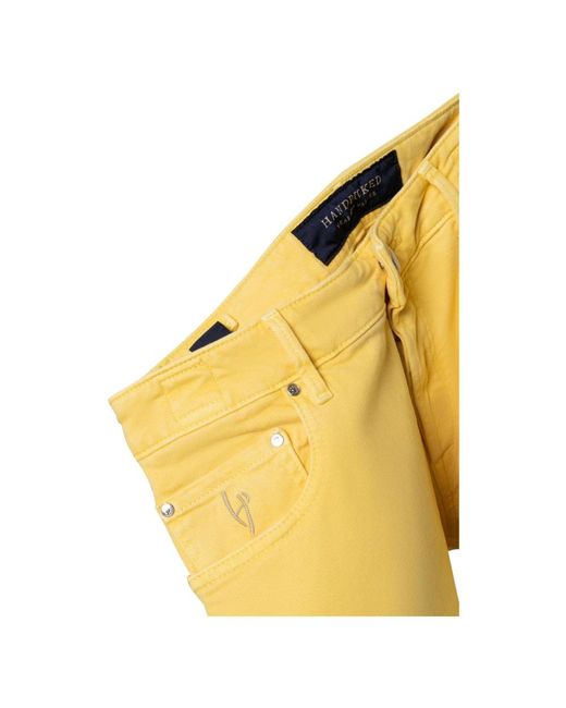 Hand Picked Yellow Slim-Fit Trousers for men