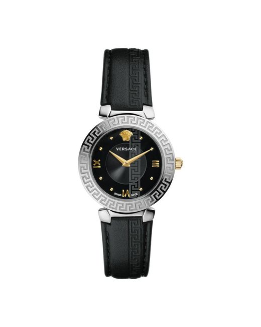 Versace Black Klassische Armbanduhr Mit Lederarmband