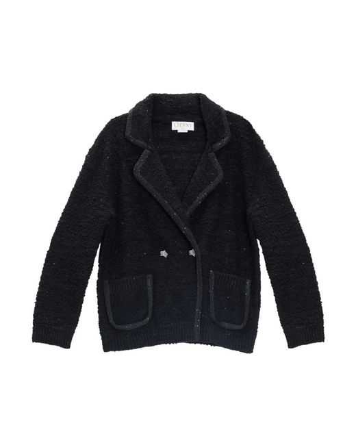 Genny Jassen ,Zwart ,Tweed Giacca Tweed Paillettes in het Blue