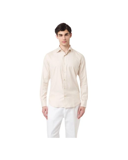 Eleventy Slim Fit Katoen Lyocell Overhemd in het Natural voor heren