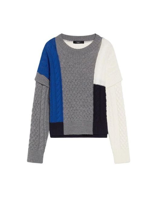 Weekend by Maxmara Blue Stilvoller strickpullover mit einzigartigem muster