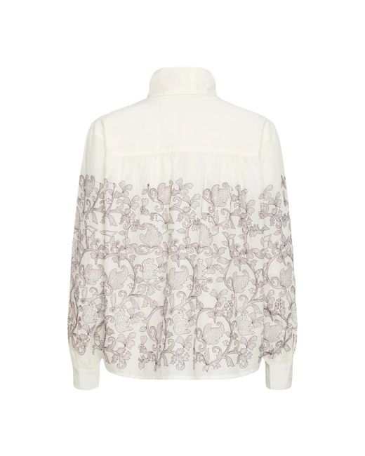 Part Two Overhemden ,Fig Embroidery Shirt in het White