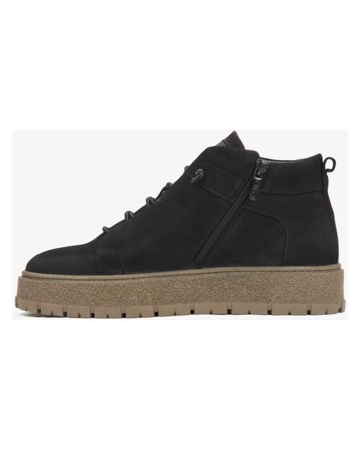 ESTRO High-top schwarze sneaker aus echtem italienischem nubukleder mit leichter isolierung in Black für Herren