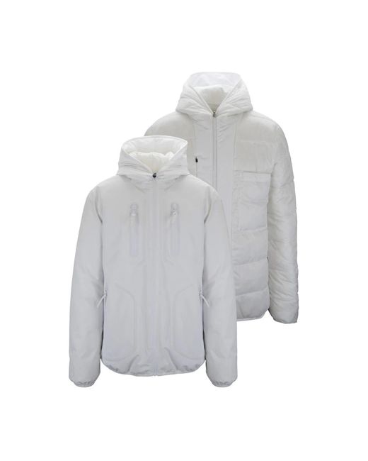 Save The Duck Jassen ,Wit ,Polyester Omkeerbare Gewatteerde Jas Met Capuchon in het Gray voor heren