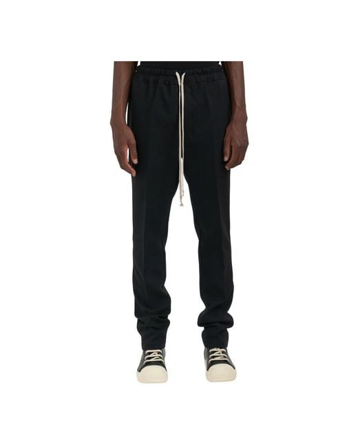 Rick Owens Pantaloni Drawstring Slim Long in het Black voor heren
