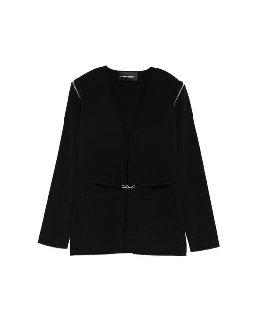 Karl Lagerfeld Truien & Vesten ,Zwart ,Transformer V-Neck Cardigan in het Black