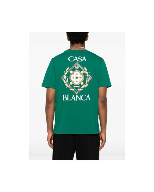 Casablanca Grünes Logo-Print Crew Neck T-Shirt in Green für Herren