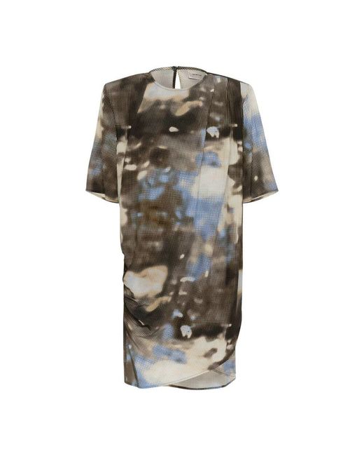 Gestuz Gray Kurzes blaues abstraktes printkleid