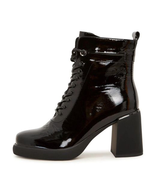 CESARE GASPARI Black Leder high heel stiefeletten