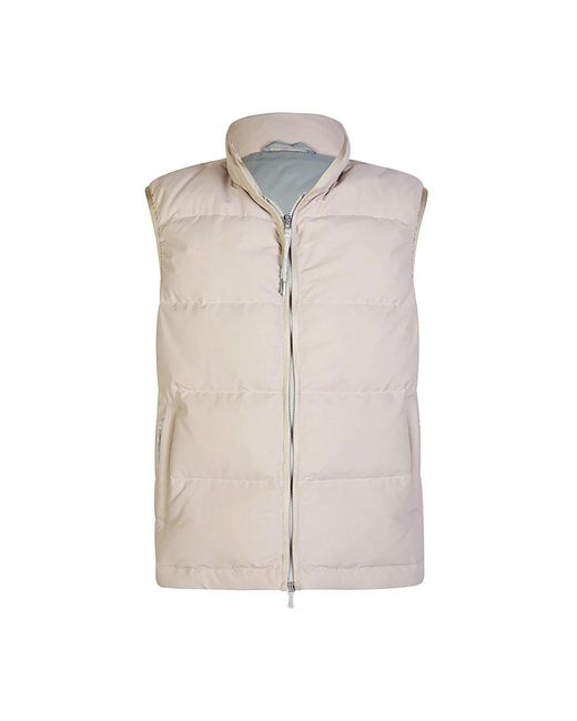 Eleventy Nylon Woll Gilet Piping Regular Fit in Natural für Herren